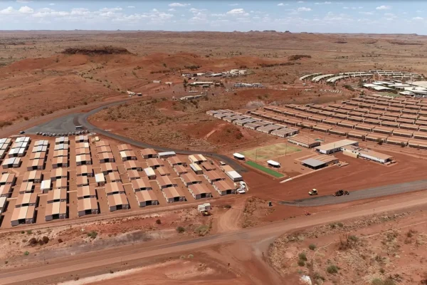 Aerial view of a mining accommodation camp.
