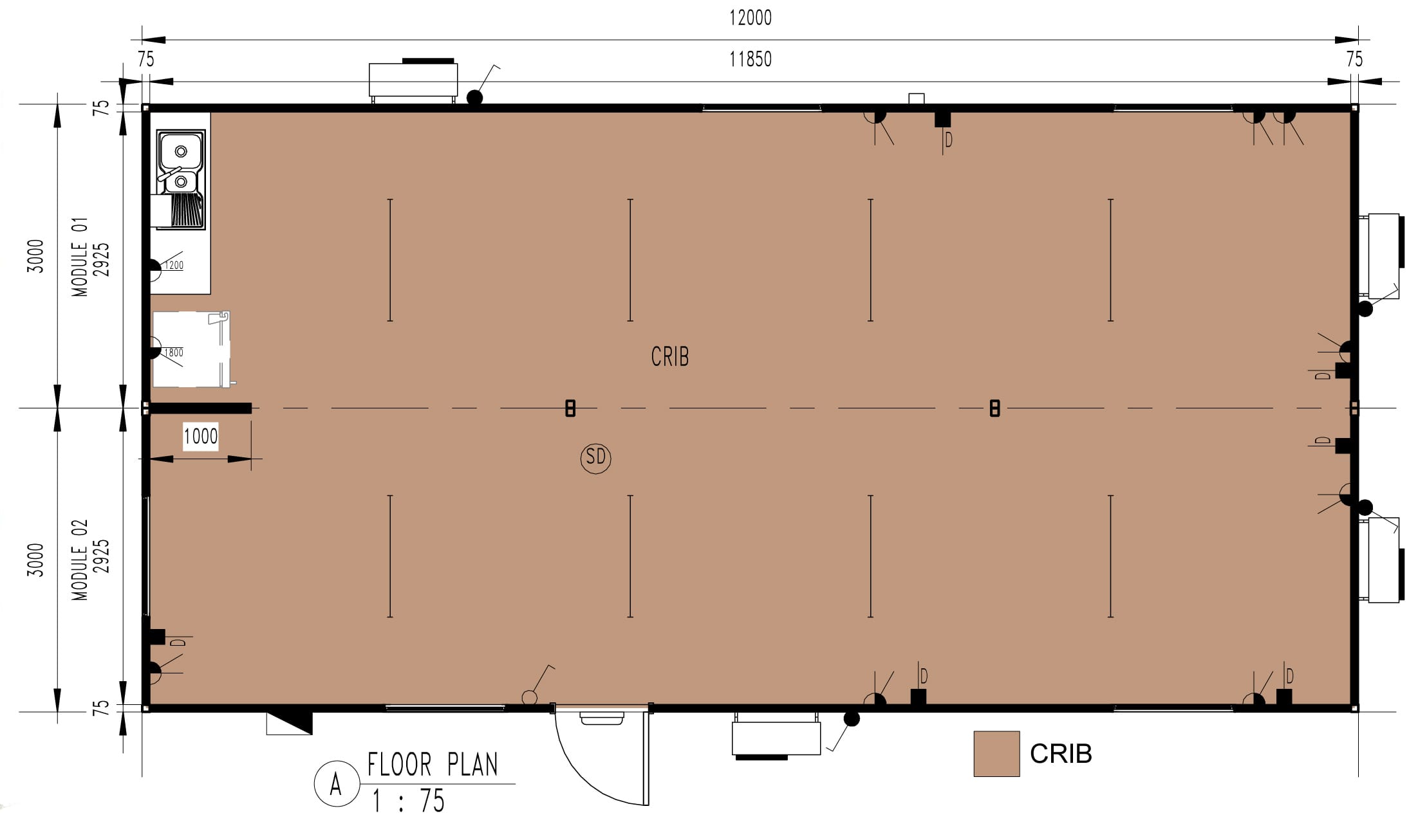 12x6m Crib Room floor plan