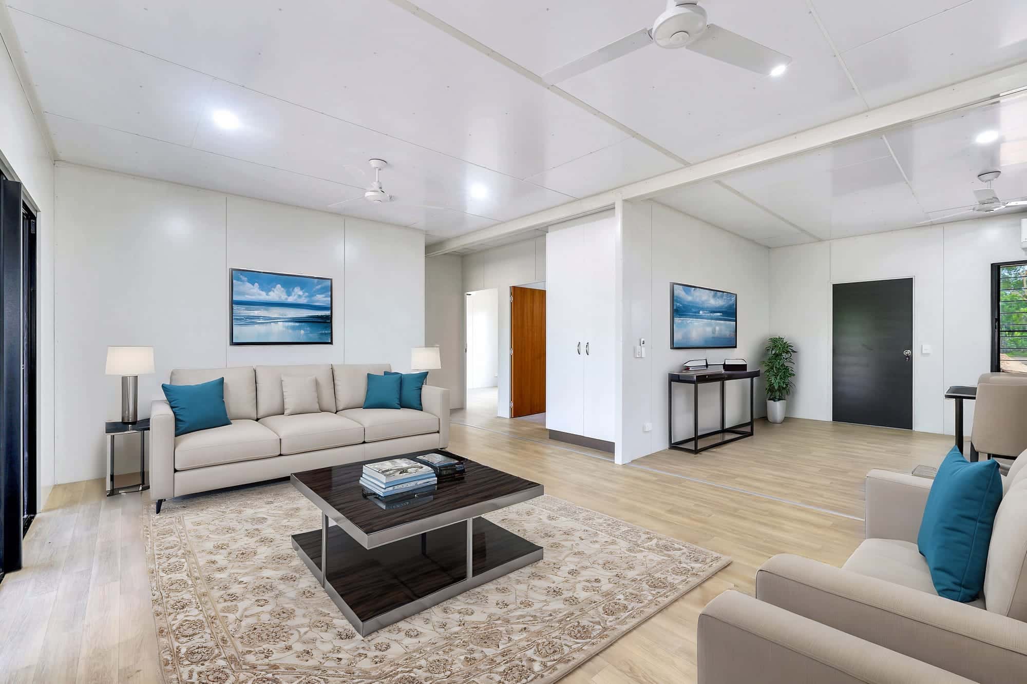 The Acacia modular home, living room