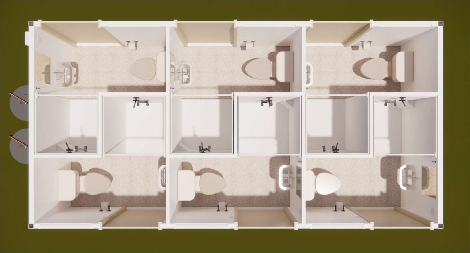 Classic six room modular ablution block