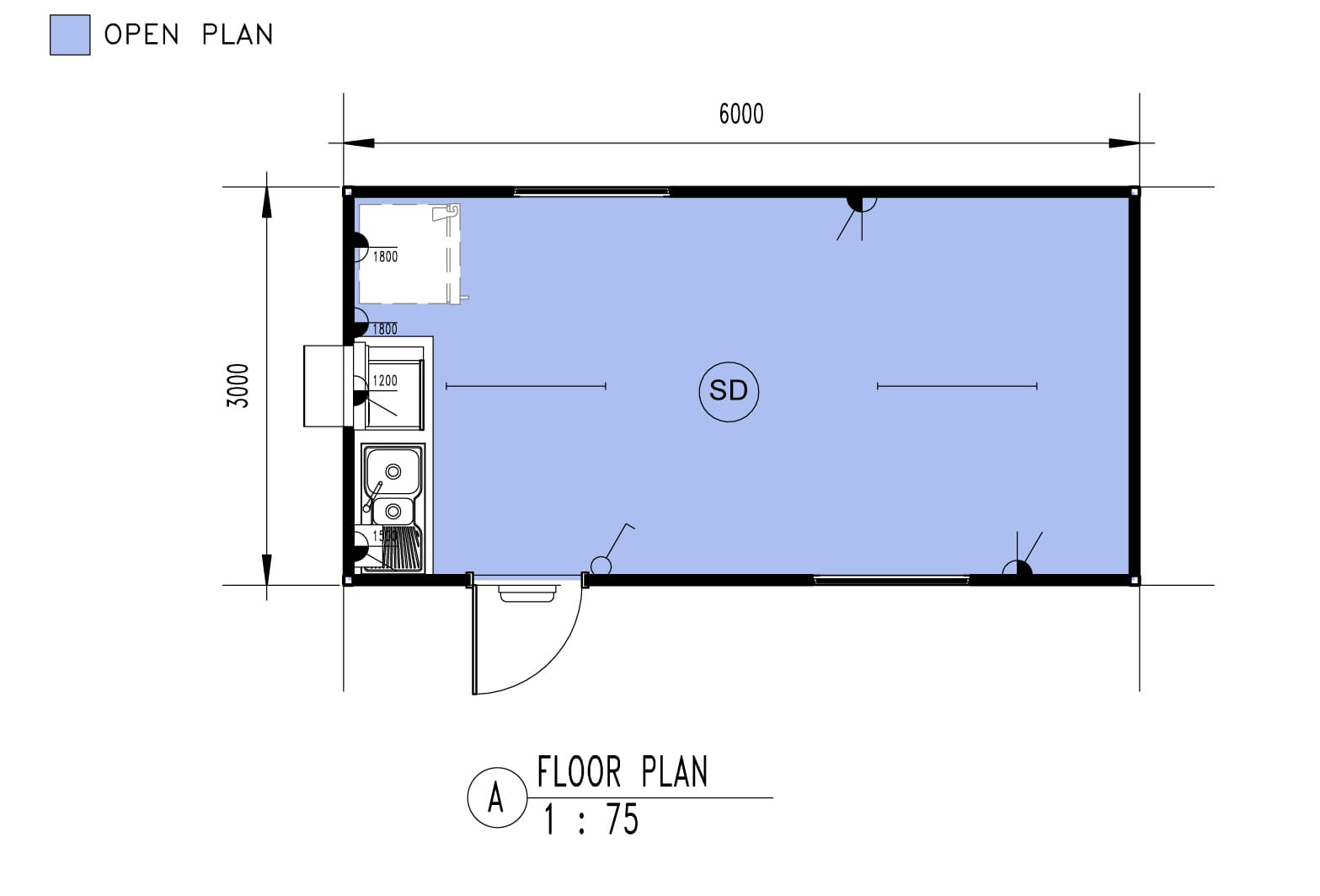 6x3m Crib Room floor plan