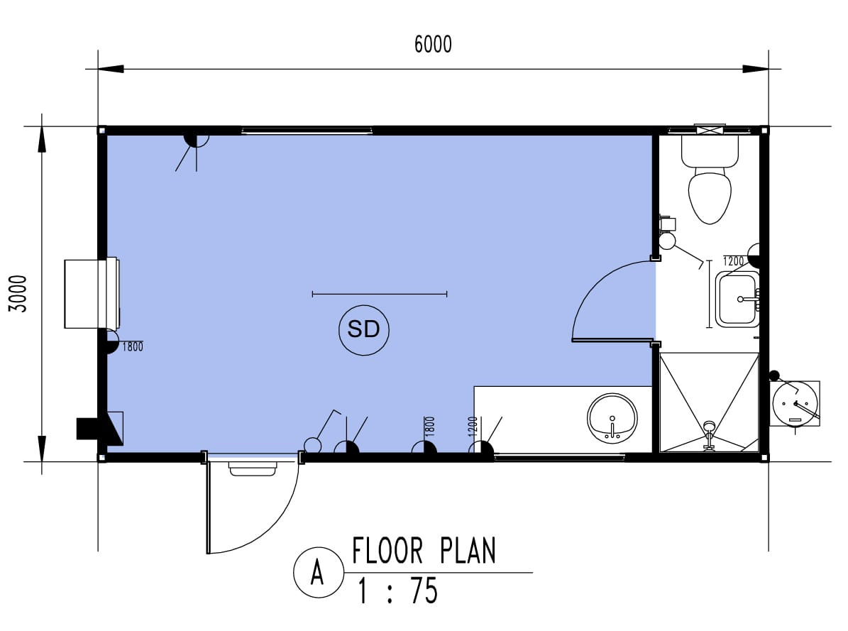Open Plan with Ensuite Toilet floor plan