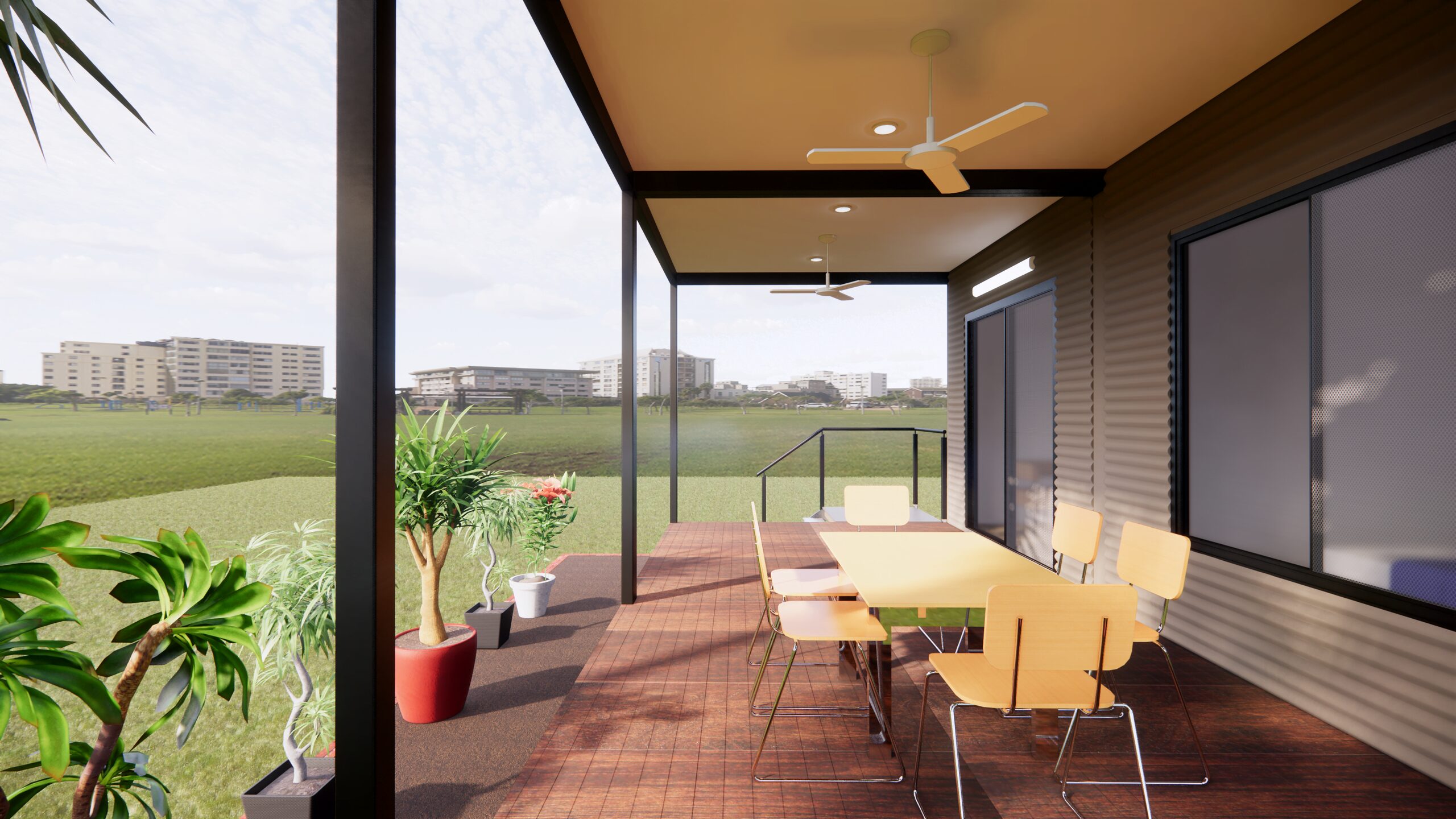 The Kakadu modular home, verandah