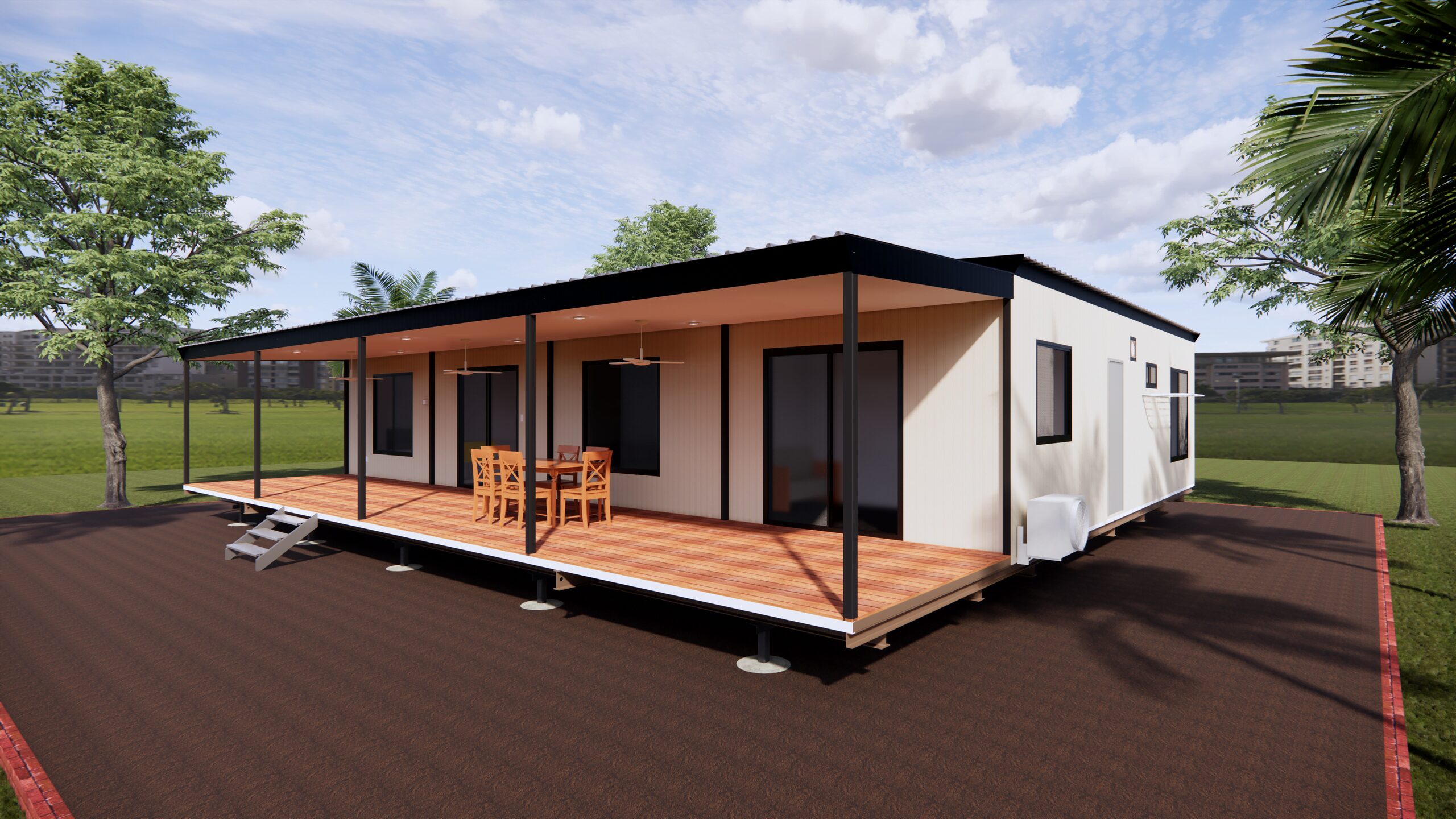 The Finnis modular home, front non cladding