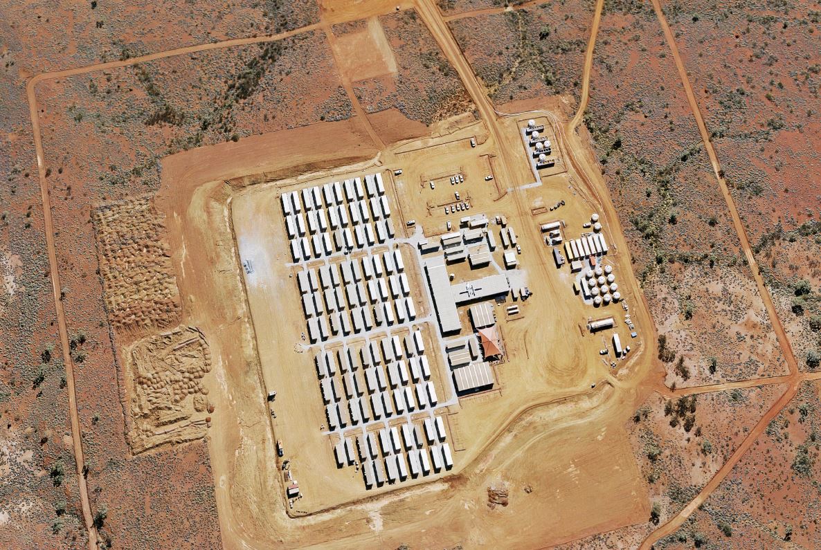 Aerial view of the Rail Camp 95 accommodation village