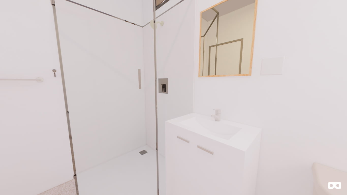 360 degree panoramic view of the bathroom in The Daly modular home