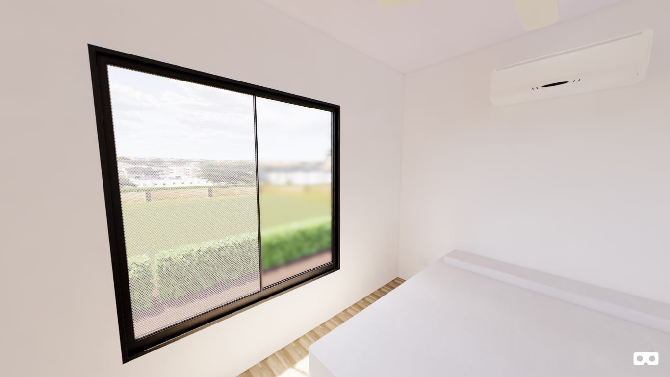 360 degree panoramic view of the bedroom in The Daly modular home
