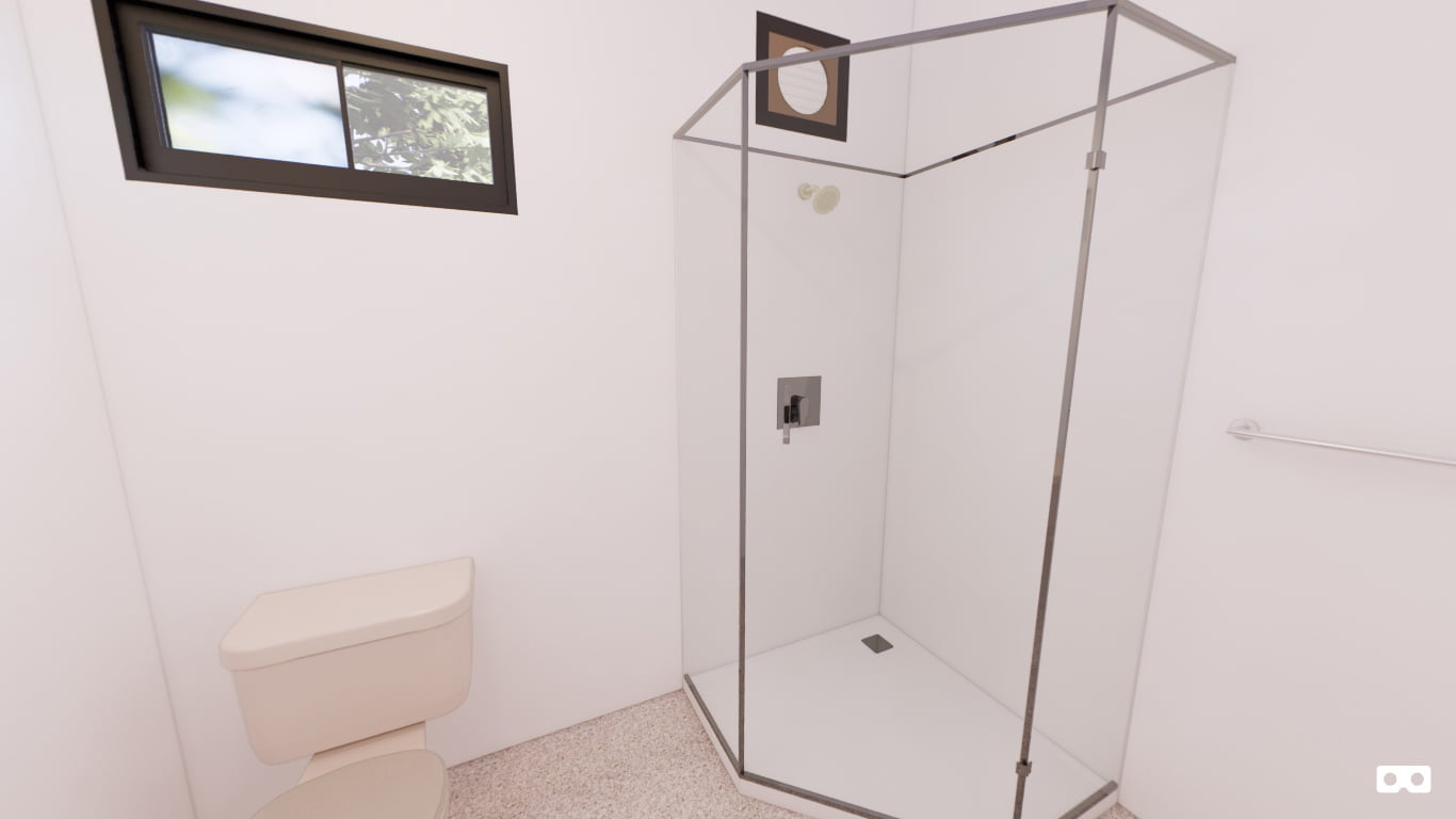 360 degree panoramic view of the bathroom in The Kakadu modular home