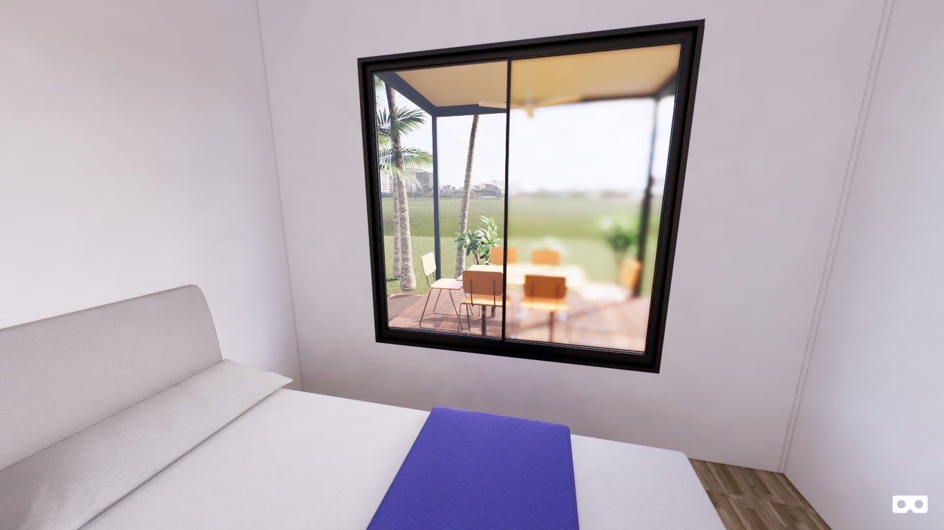 360 degree panoramic view of the bedroom in The Kakadu modular home