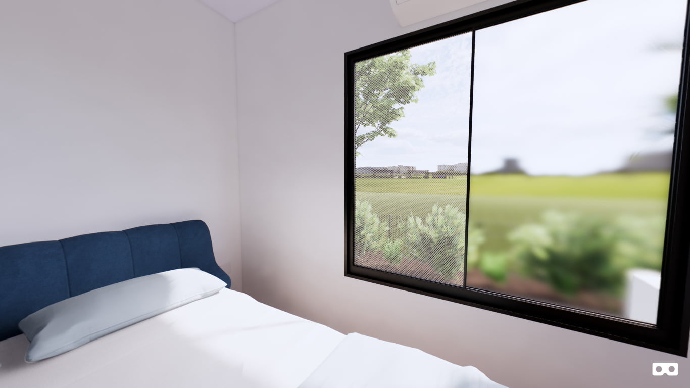 360 degree panoramic view of the bedroom in The Kimberley modular home