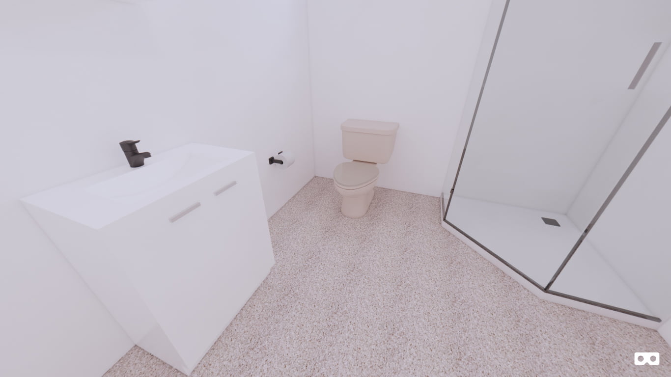 360 degree panoramic view of the bathroom in The Acacia modular home