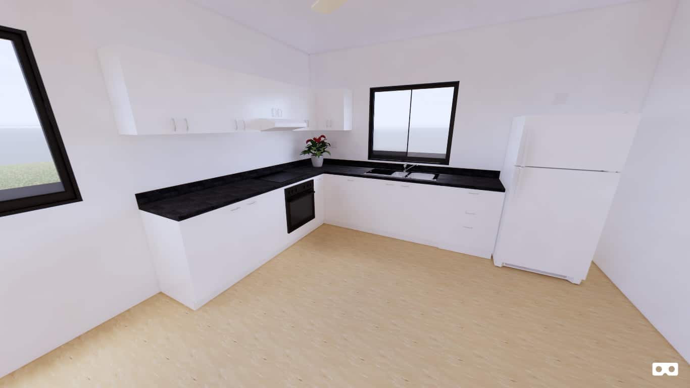 360 degree panoramic view of the kitchen in The Acacia modular home