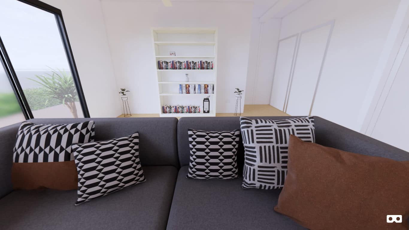 360 degree panoramic view of the living area in The Acacia modular home
