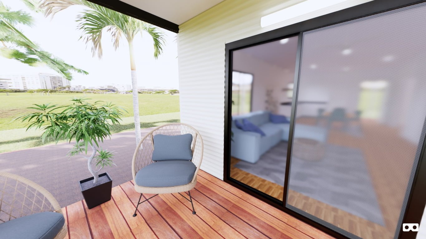 360 degree panoramic view of the verandah in The Barkly modular home