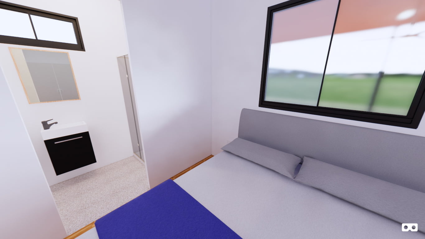 360 degree panoramic view of the bedroom in The Roper modular home