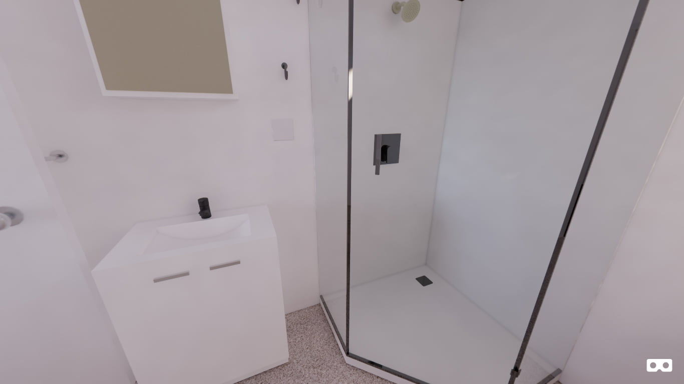360 degree panoramic view of the bathroom in The Waratah modular home