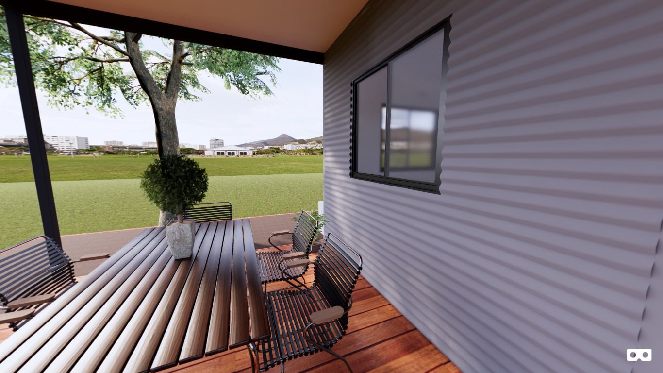 360 degree panoramic view of the verandah in The Waratah modular home